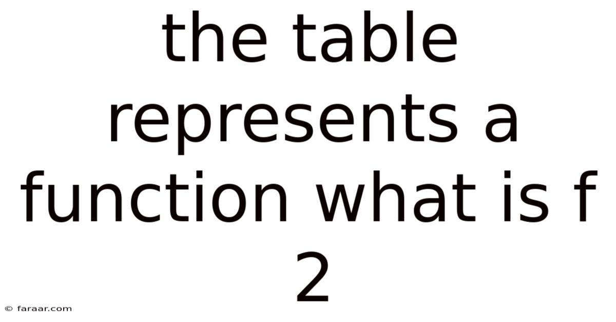 The Table Represents A Function What Is F 2