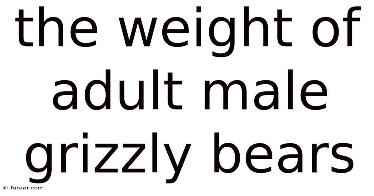 The Weight Of Adult Male Grizzly Bears
