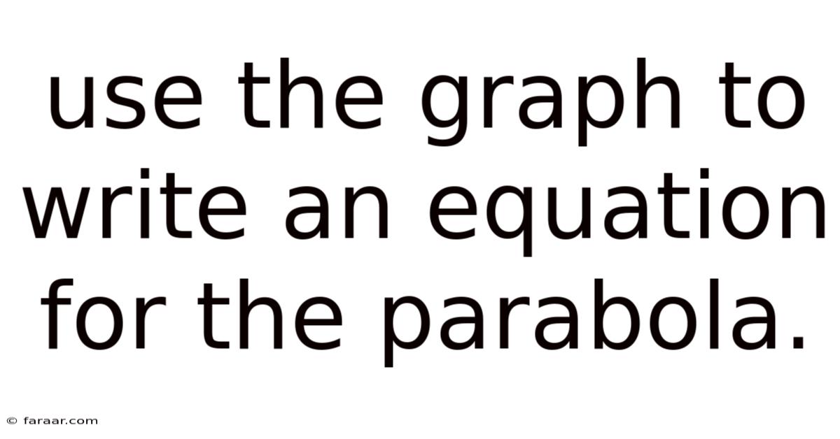 Use The Graph To Write An Equation For The Parabola.