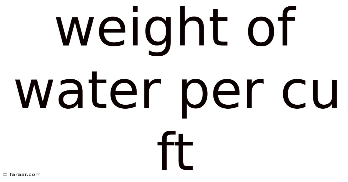 Weight Of Water Per Cu Ft