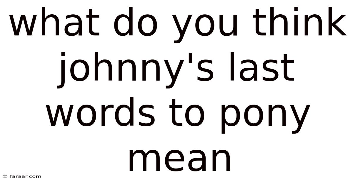 What Do You Think Johnny's Last Words To Pony Mean