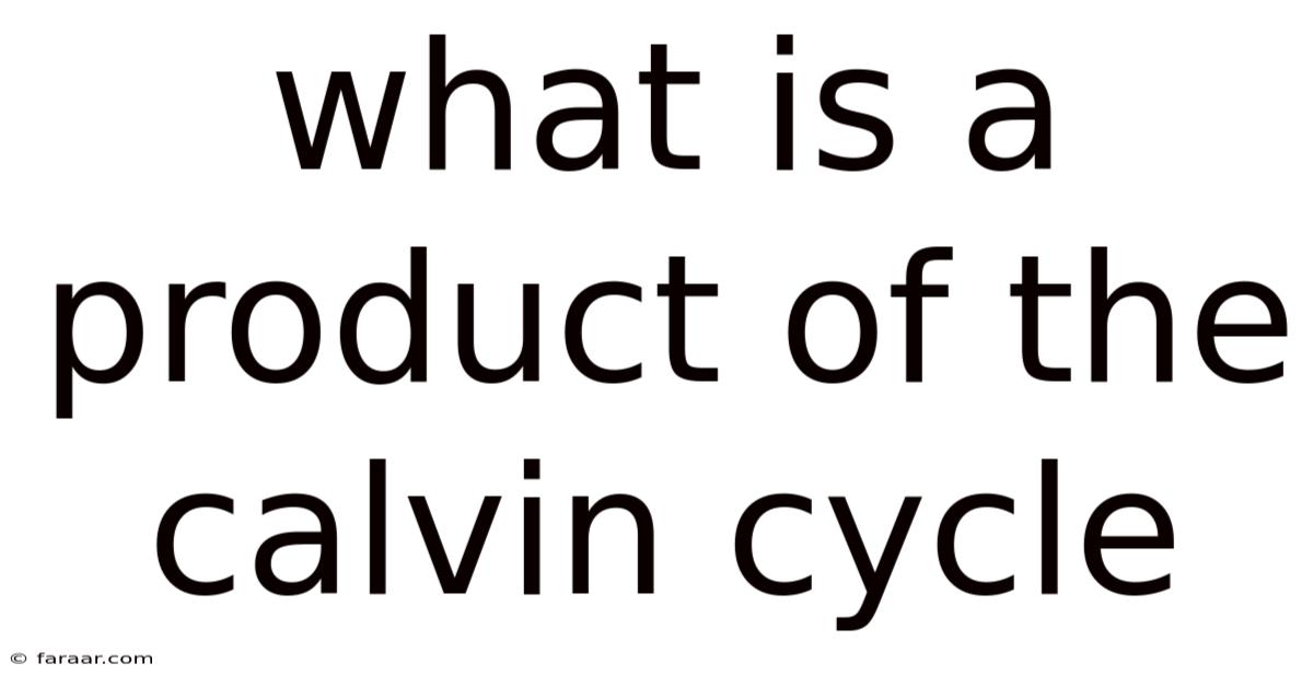 What Is A Product Of The Calvin Cycle
