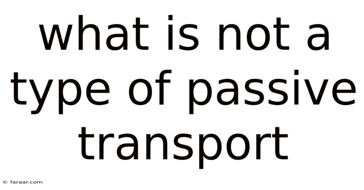 What Is Not A Type Of Passive Transport
