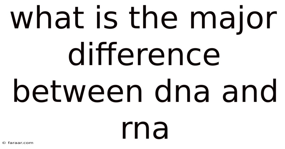 What Is The Major Difference Between Dna And Rna