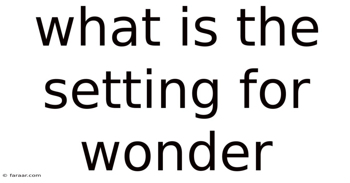 What Is The Setting For Wonder