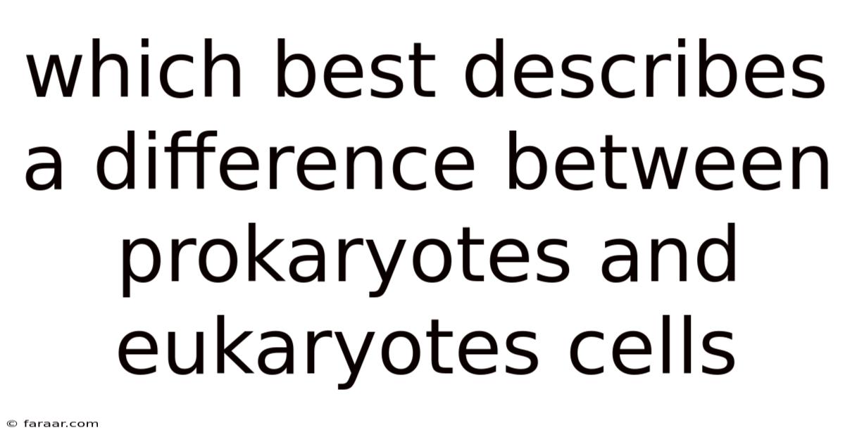 Which Best Describes A Difference Between Prokaryotes And Eukaryotes Cells