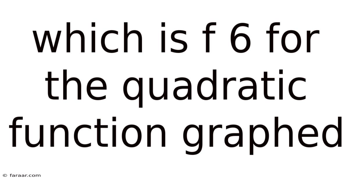 Which Is F 6 For The Quadratic Function Graphed