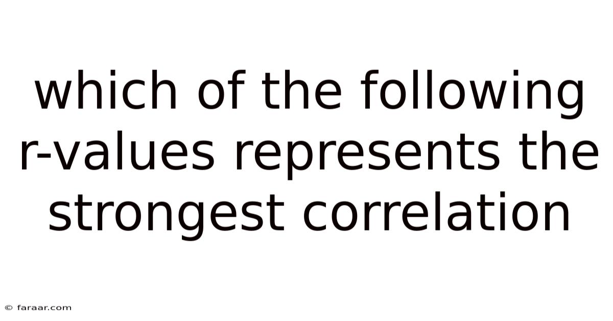 Which Of The Following R-values Represents The Strongest Correlation
