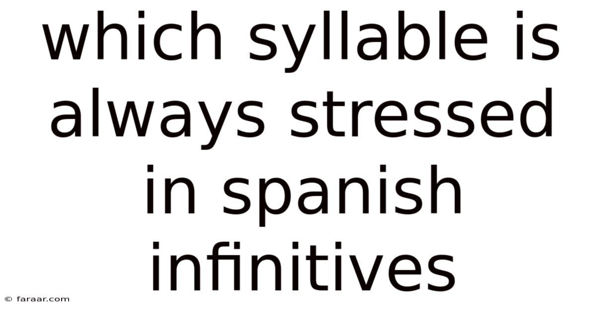 Which Syllable Is Always Stressed In Spanish Infinitives