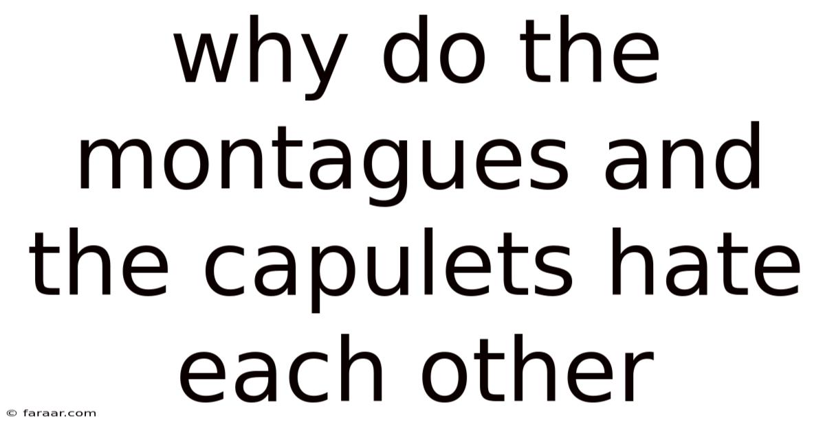 Why Do The Montagues And The Capulets Hate Each Other