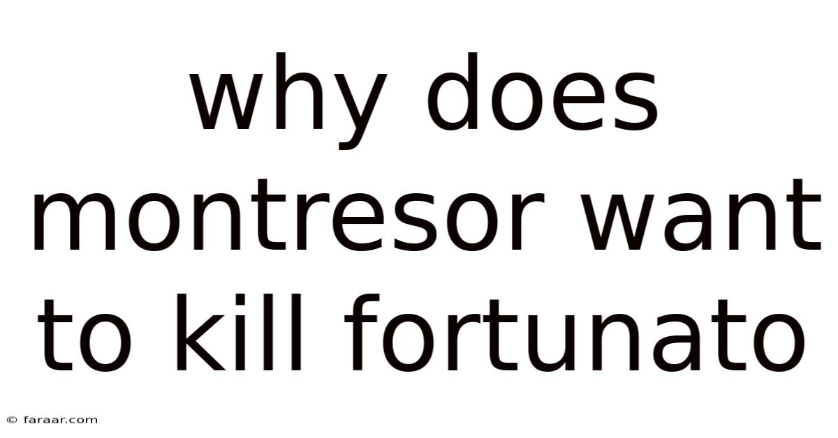 Why Does Montresor Want To Kill Fortunato