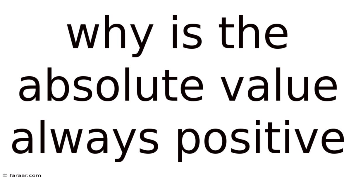 Why Is The Absolute Value Always Positive